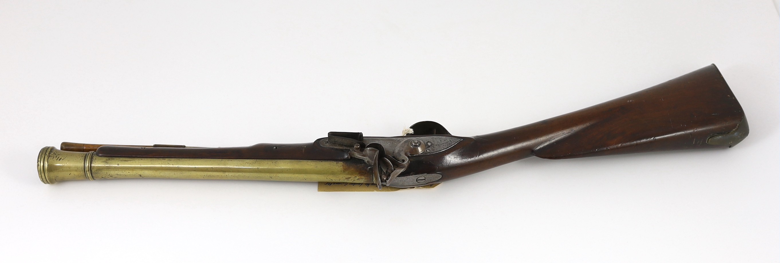 An 18th century James Barbar flintlock blunderbuss 75cm.